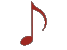 Red Glass Spinning Musical Note